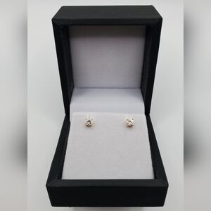 Moissanite 14K Gold Over 925 Silver Studs Earrings 4mm/0.3ct Women GRA, NEW